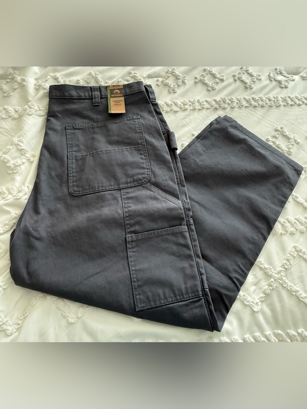 Brahma Canvas Carpenter Work Pants Mens Size 40x30 Charcoal Gray Relaxed Fit
